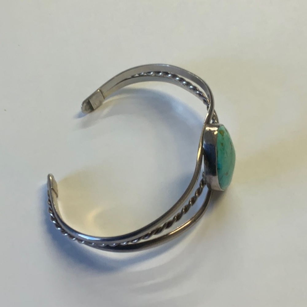 Blue stone and Sterling silver bangle bracelet - Picture 3 of 5